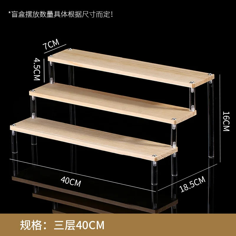 Wooden Ladder Display Stand – 2–5 Tier Acrylic Shelf Rack