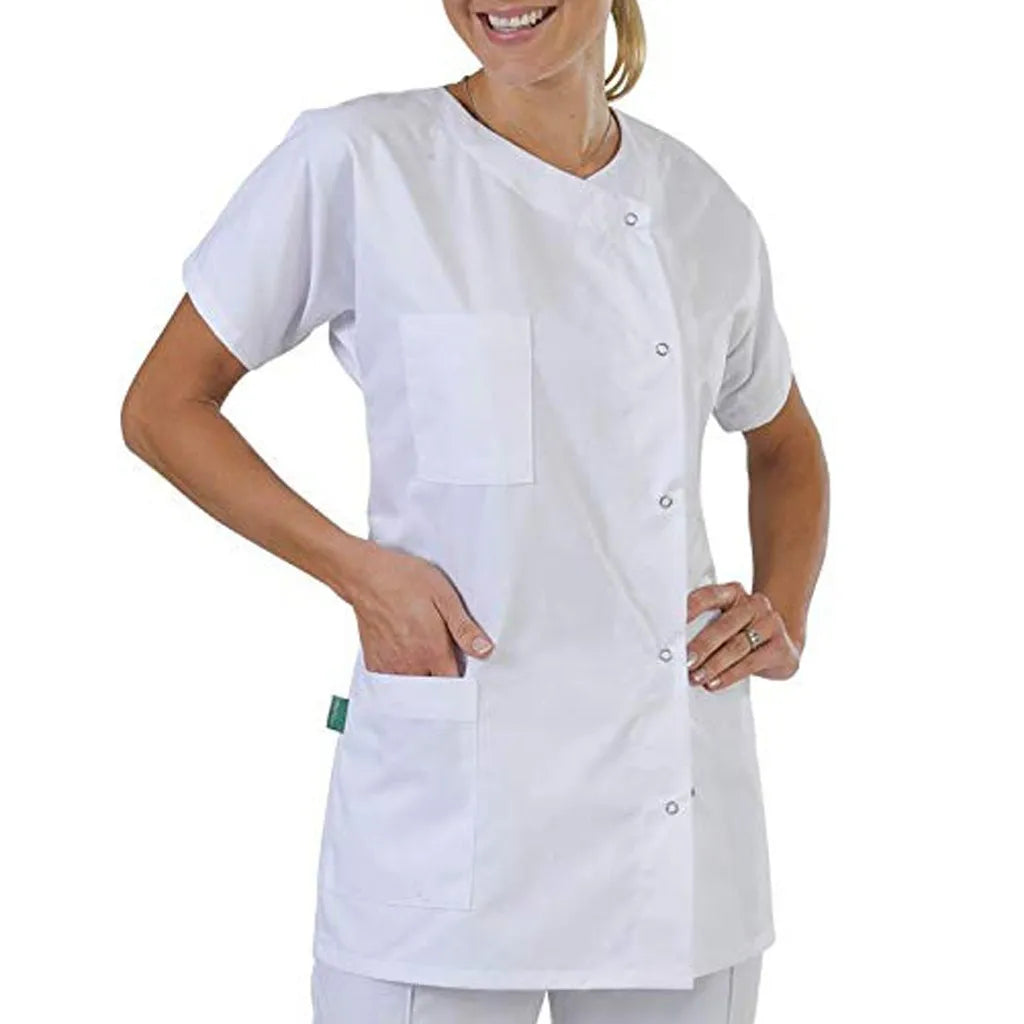 Women's Nurse Scrub Top White Medical Clothing Uniform Scrubs Set Uniformes Clinicos Workwear Beautician Nursing Suits Oasis Select White XXXS
