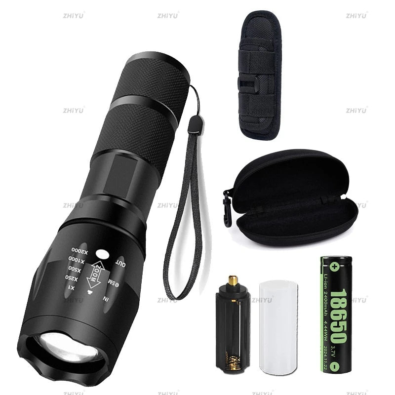 ZHIYU Zoomable LED Tactical Flashlight – Waterproof, 5 Modes
