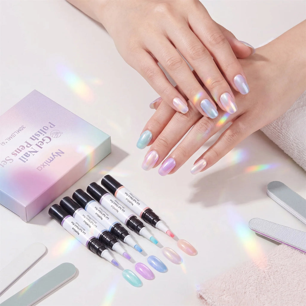 Multi-Color 3in1 Gel Nail Polish Pens Set - Quick Dry Long Lasting No Base Top Coat Needed Easy DIY for Beginners Home Manicure Oasis Select