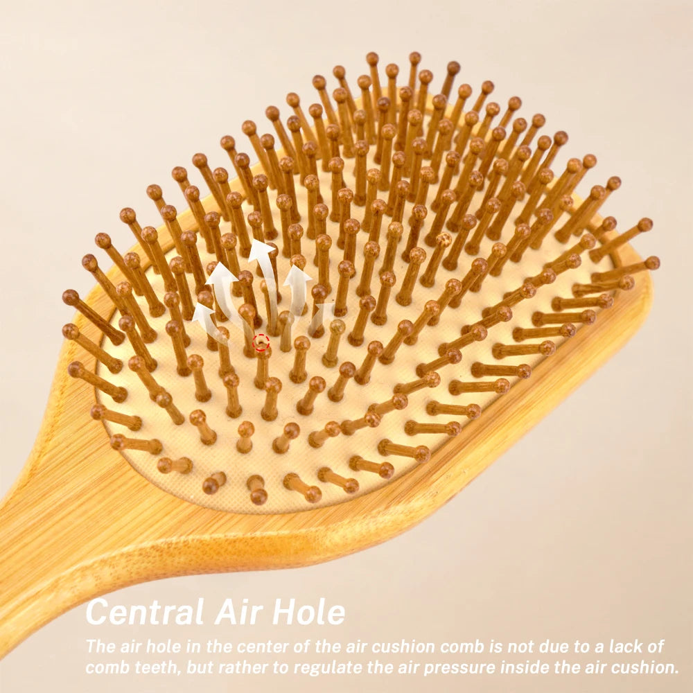 Bamboo Air Cushion Massage Hairbrush – Anti-Static Comb Bamboo Massage Hairbrush Oasis Select