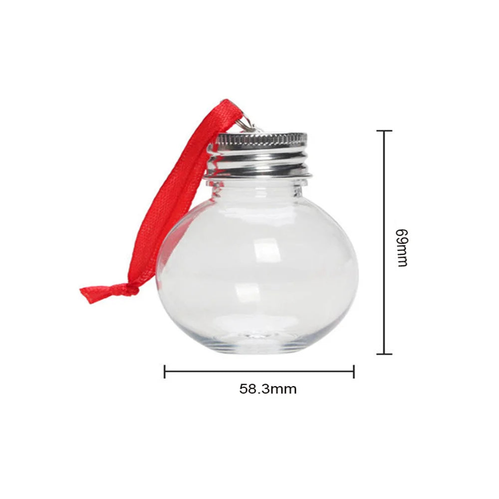 Christmas Fillable Wine Tree Ornaments Water Bottle Light Bulbs Jingle Bells Christmas Tree Shape Plastic Transparent Balls Oasis Select 50ml