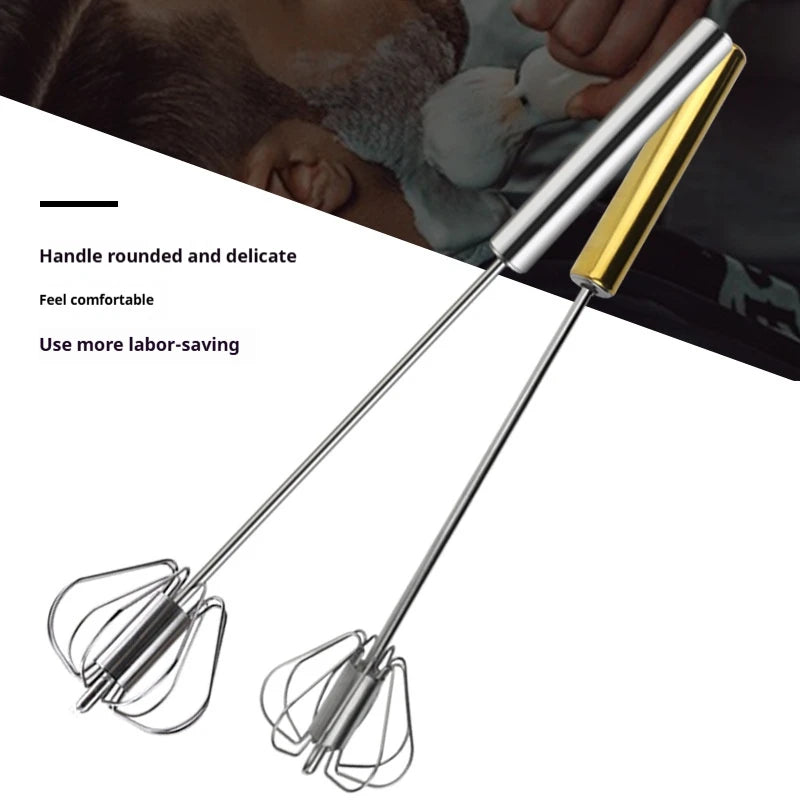 Semi Automatic Mixer Whisk Egg Beater Stainless Steel Manual Hand Mixer Self-Turning Cream Utensils Kitchen Mixer Egg Tools Oasis Select