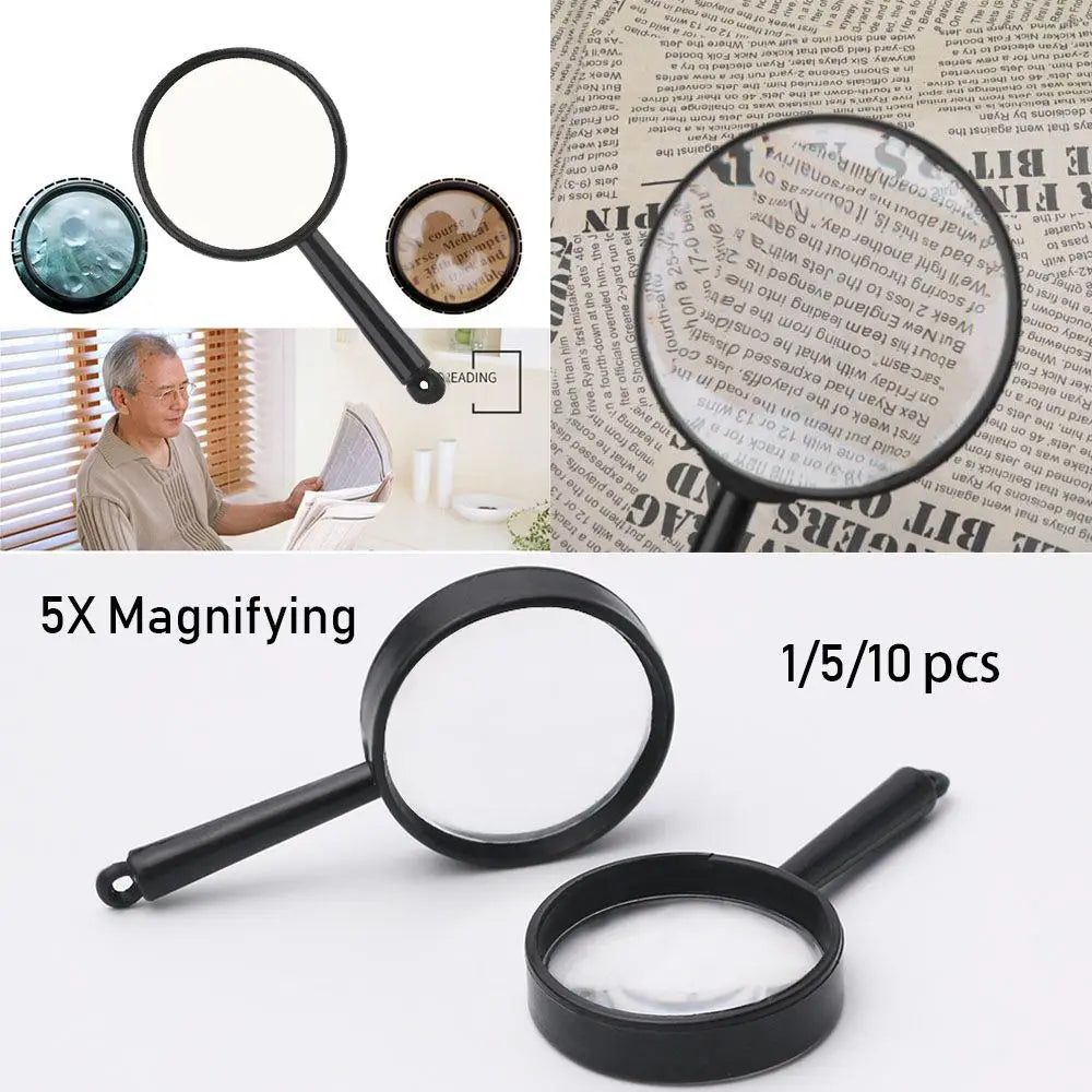 1/5/10pcs 5X Magnifying Loupe Reading Glass Lens Magnifier 25mm Hand Held Educational Tool Oasis Select
