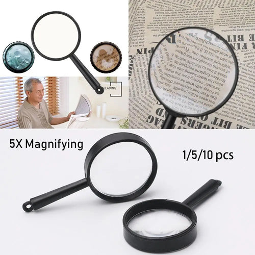 1/5/10pcs 5X Magnifying Loupe Reading Glass Lens Magnifier 25mm Hand Held Educational Tool Oasis Select