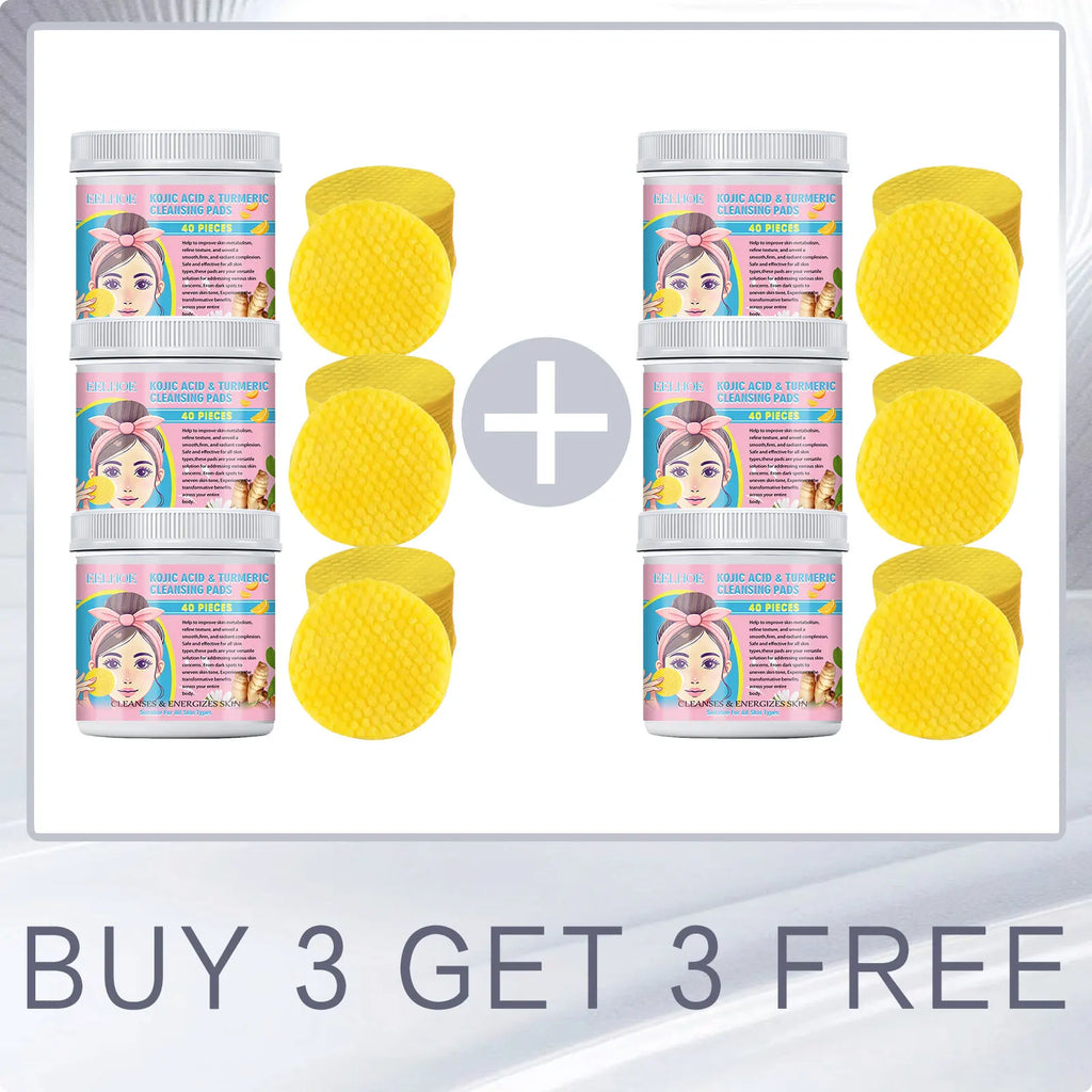 EELHOE Turmeric Kojic Acid Facial Cleansing Pads Cleaning Remover Pores Dirt Moisturizer Face Exfoliating Daily Clean Skin Care Oasis Select Buy 3 for 3 Free