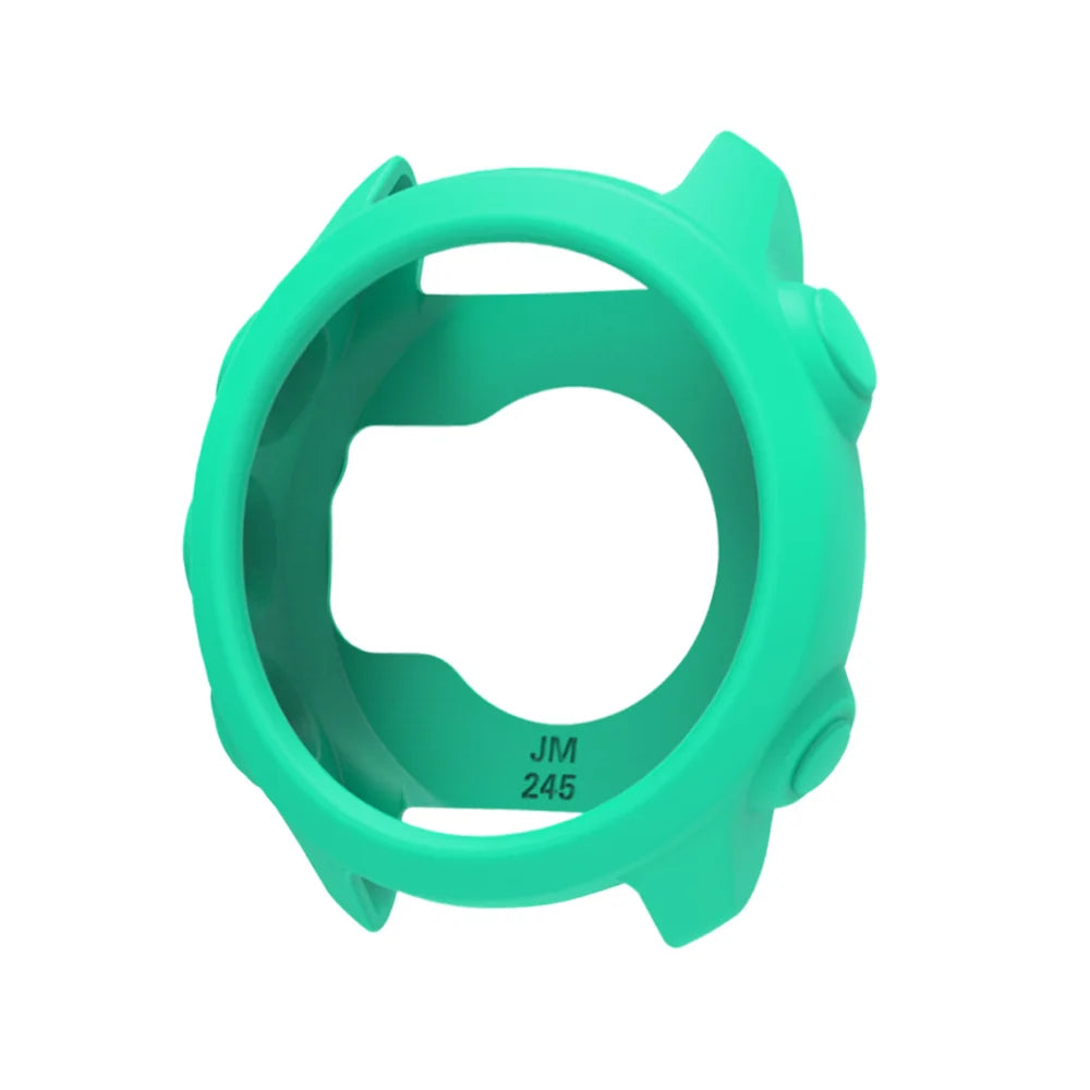 Silicone Protective Case Cover +Strap For Garmin Forerunner 245M/245 Smartwatch Strap Protector Shell Frame Protective Cases Oasis Select mint green only case Forerunner 245 245M