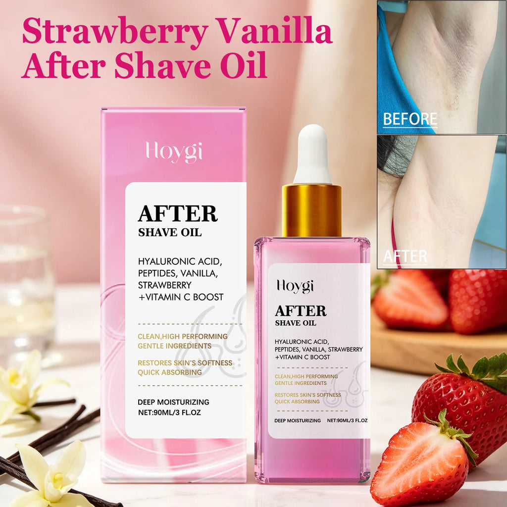 Strawberry Vanilla After Shave Oil for Smooth Skin Moisturizing Soothing Depilation Essential Oil Prevent Ingrown Hairs & Drynes Oasis Select