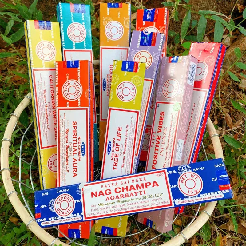 2/5Boxes India Stick Incenses White Sage Sandalwood Natural Household Indoor Clean Air Handmade Incense Sticks NAG Champa Satya Oasis Select