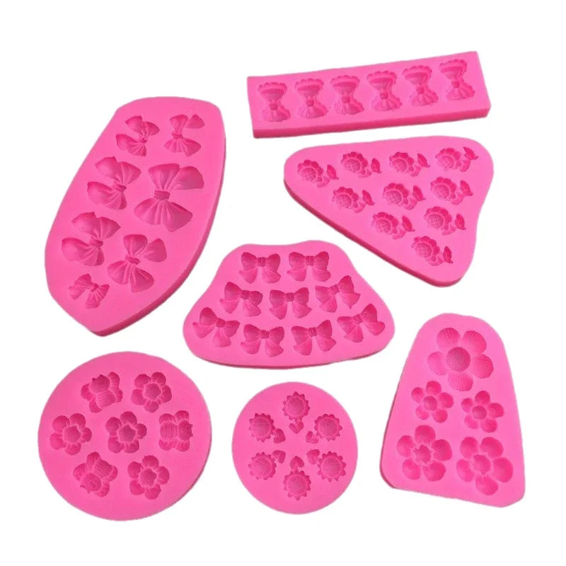Cute Cartoon Flowers Bow Bee Fondant Silicone Molds DIY Cupcake Fondant Cake Decorating Chocolate Candy Baking Mold Oasis Select