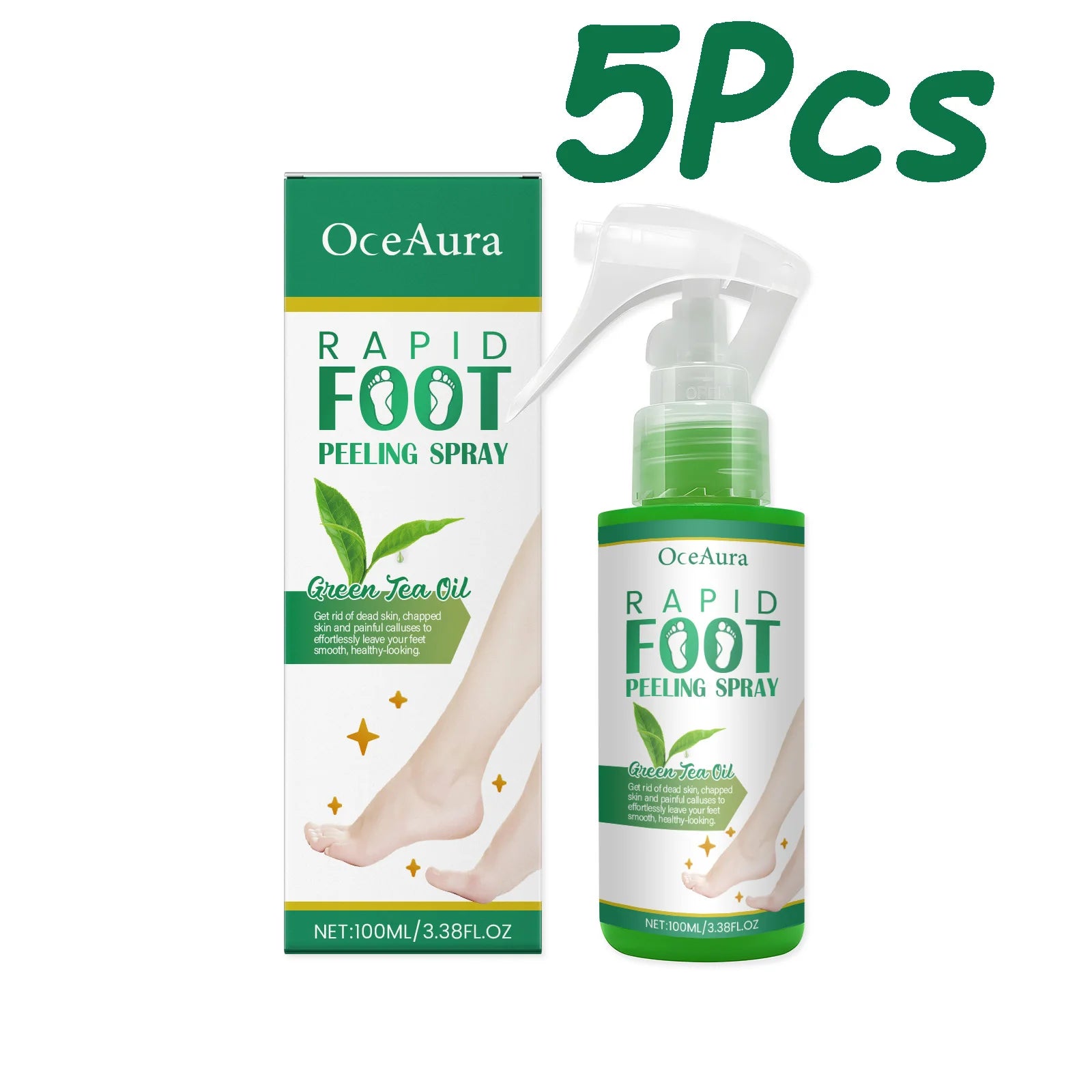 OceAura Foot Peeling Spray – Exfoliate & Heal Cracked Heels Foot Exfoliating Spray Oasis Select 500ml Boxed