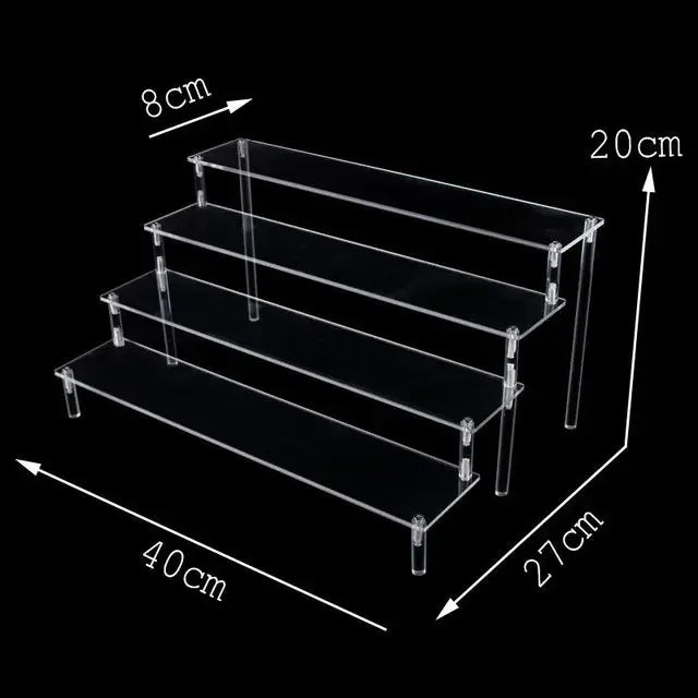 1–5 Tier Acrylic Display Stand | Riser Shelf Rack – Clear & Black