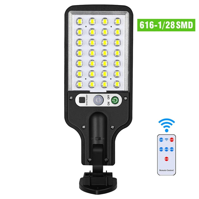 108 COB Sensor Street Lamp 3 Light Modes Outdoor Waterproof Security Solar Lamps for Garden Patio Path Remote Control Light Oasis Select JX616 28 SMD