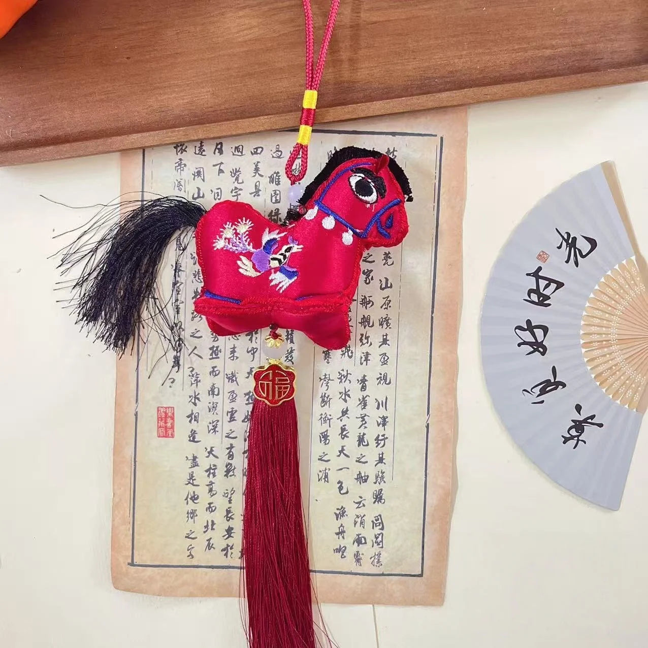 Elegant Chinese Zodiac Horse Pendant: Lucky Tassel Car Decoration, Ideal Gift and Home Ornament for Spring Festival Oasis Select A9