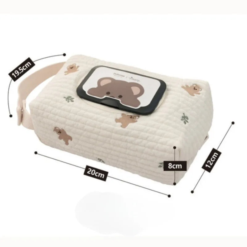Cartoon Pattern Large Capacity Tissue Pouch Hanging Car Tissue Box Stroller Wipes Bag Storage Organizer Household Goods Oasis Select