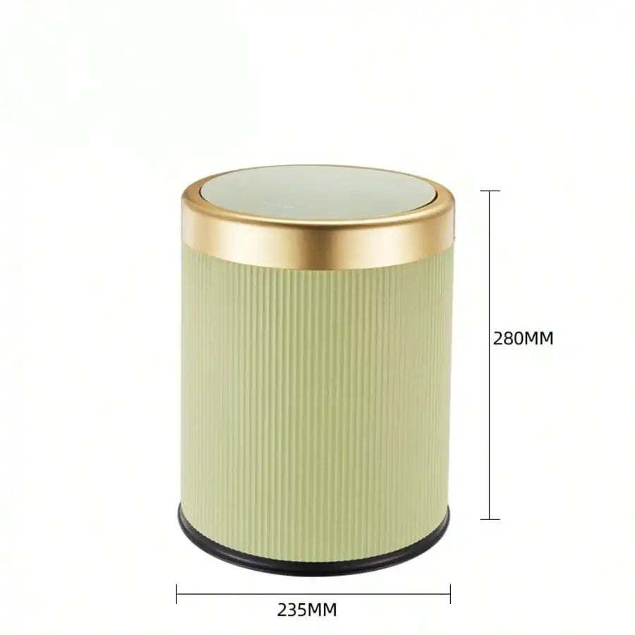 Fashionable Circular Wastebasket Durable Plastic Recycle Bin Large Capacity Double Double-layer Kitchen Garbage Cube Trash Can Oasis Select light green 12L