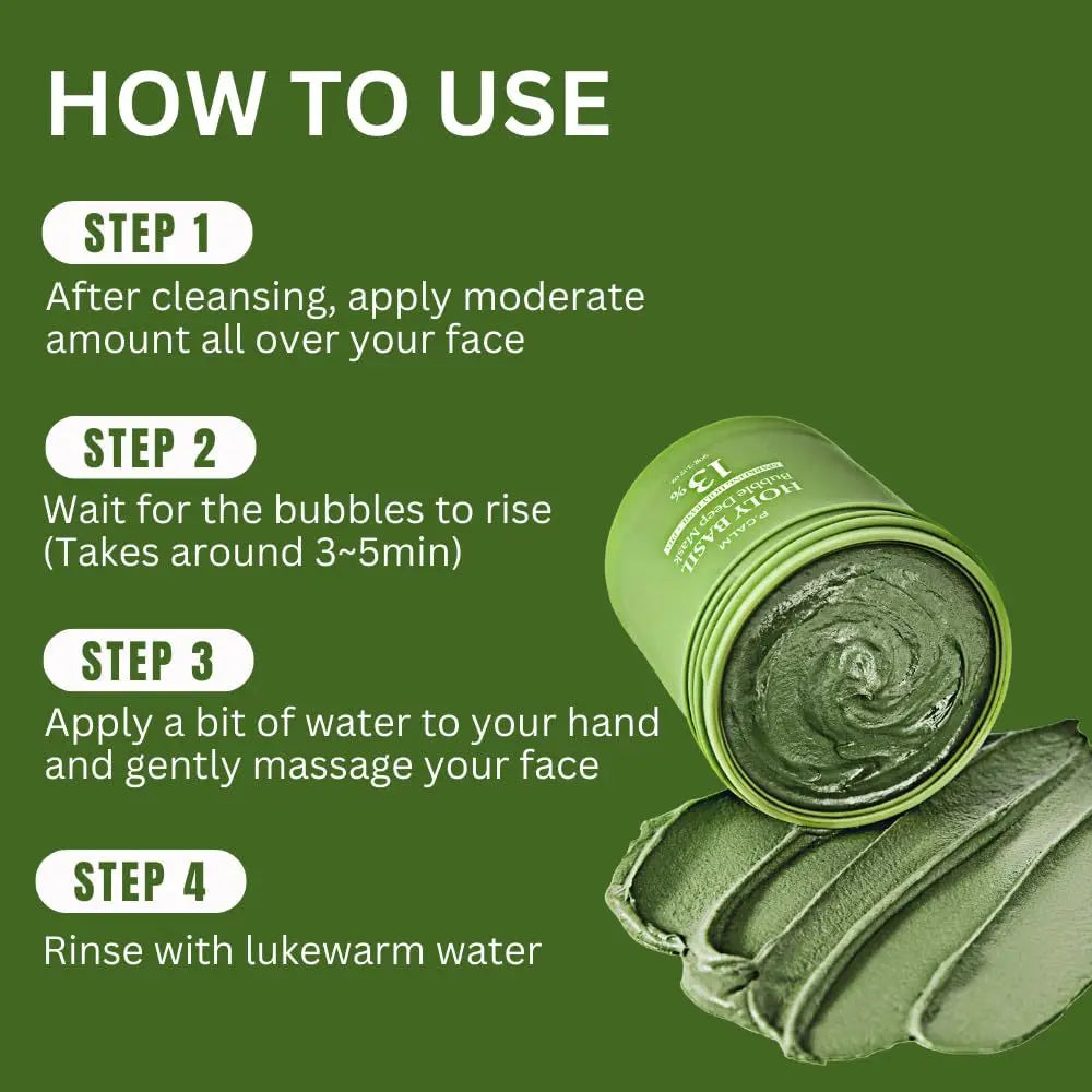 Holy Basil Bubble Clay Mask 90g – Blackhead & Pore Cleanser Bubble Clay Mask Oasis Select