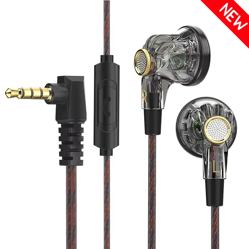 Original QKZ-MDR Wired Earphone HIFI Stereo Flat Headset With HD MIC 3.5mm AUX In-Ear Music Game Sports Headphones Oasis Select (New) Black