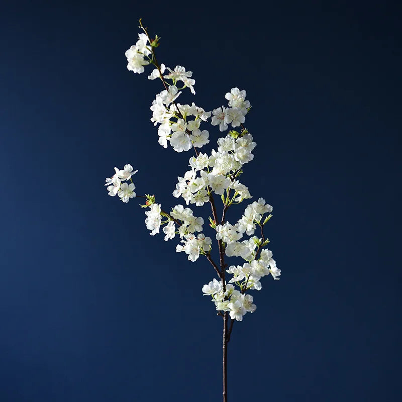 109CM Artificial 4-pronged Cherry Blossom Branch Home Decoration Silk Flower Wedding Decoration Arched Door Path Flower Guide Oasis Select white