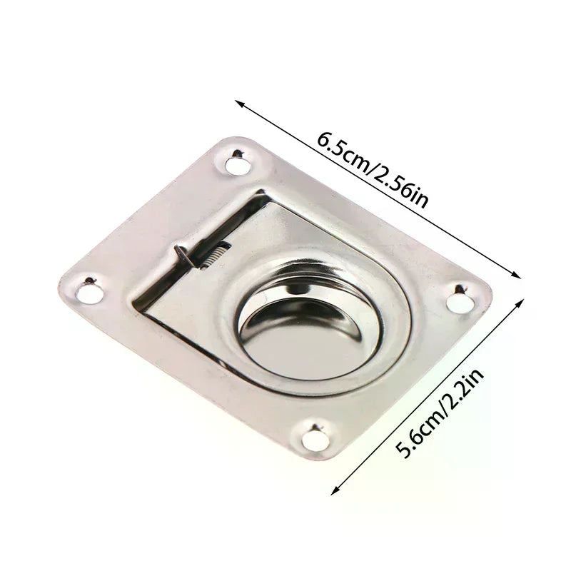 1Pc 65x56MM Stainless Steel Square Pull-ring Springloaded Boat Deck Hatch Pull Flush Mount Hardware Cabinet Recessed Rings Pull Oasis Select