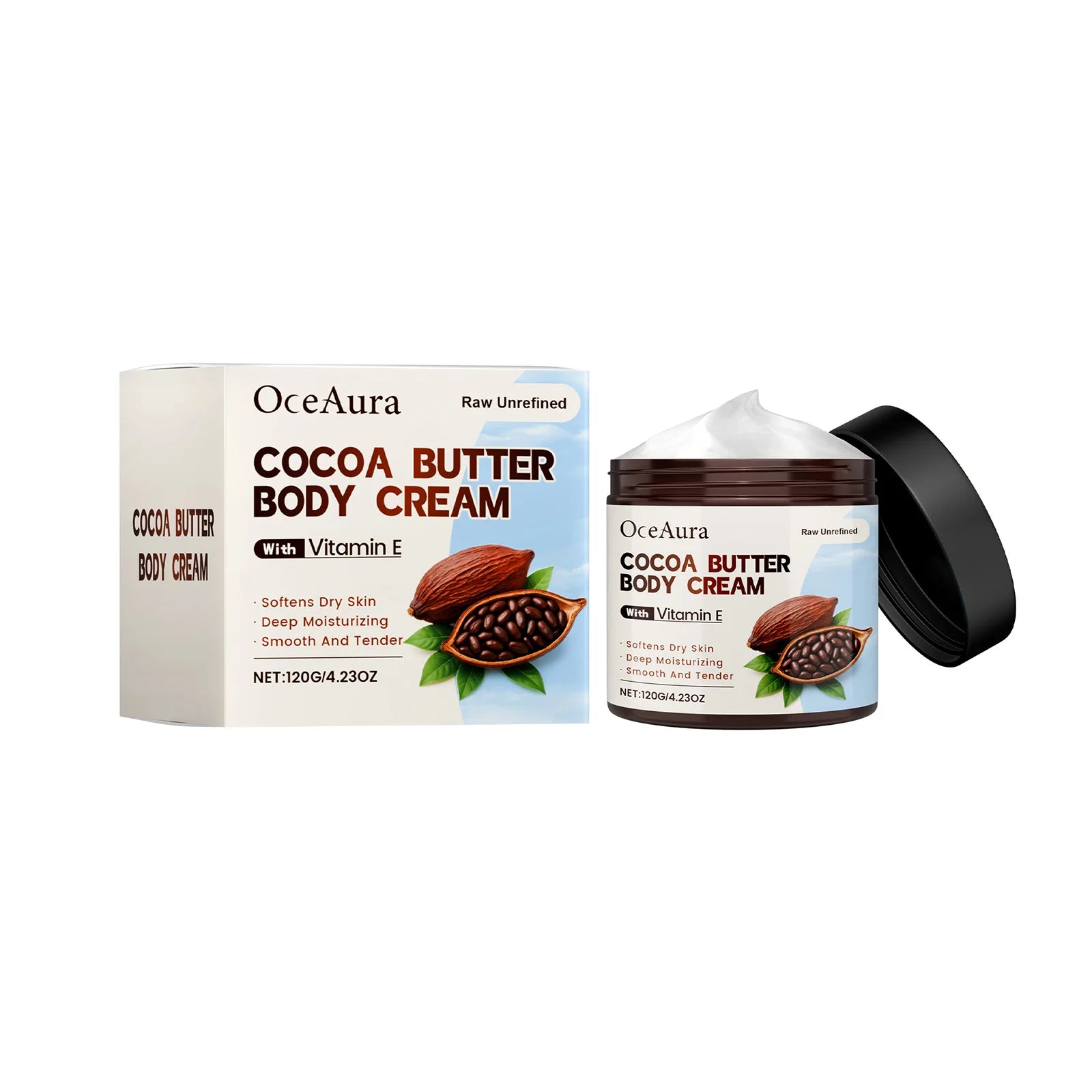 Cocoa Butter Body Lotion Intense Moisturizing Nourishing Cream Smooth Soft Skin Brightening Non-Greasy Winter Skin Care Oasis Select 120g Boxed