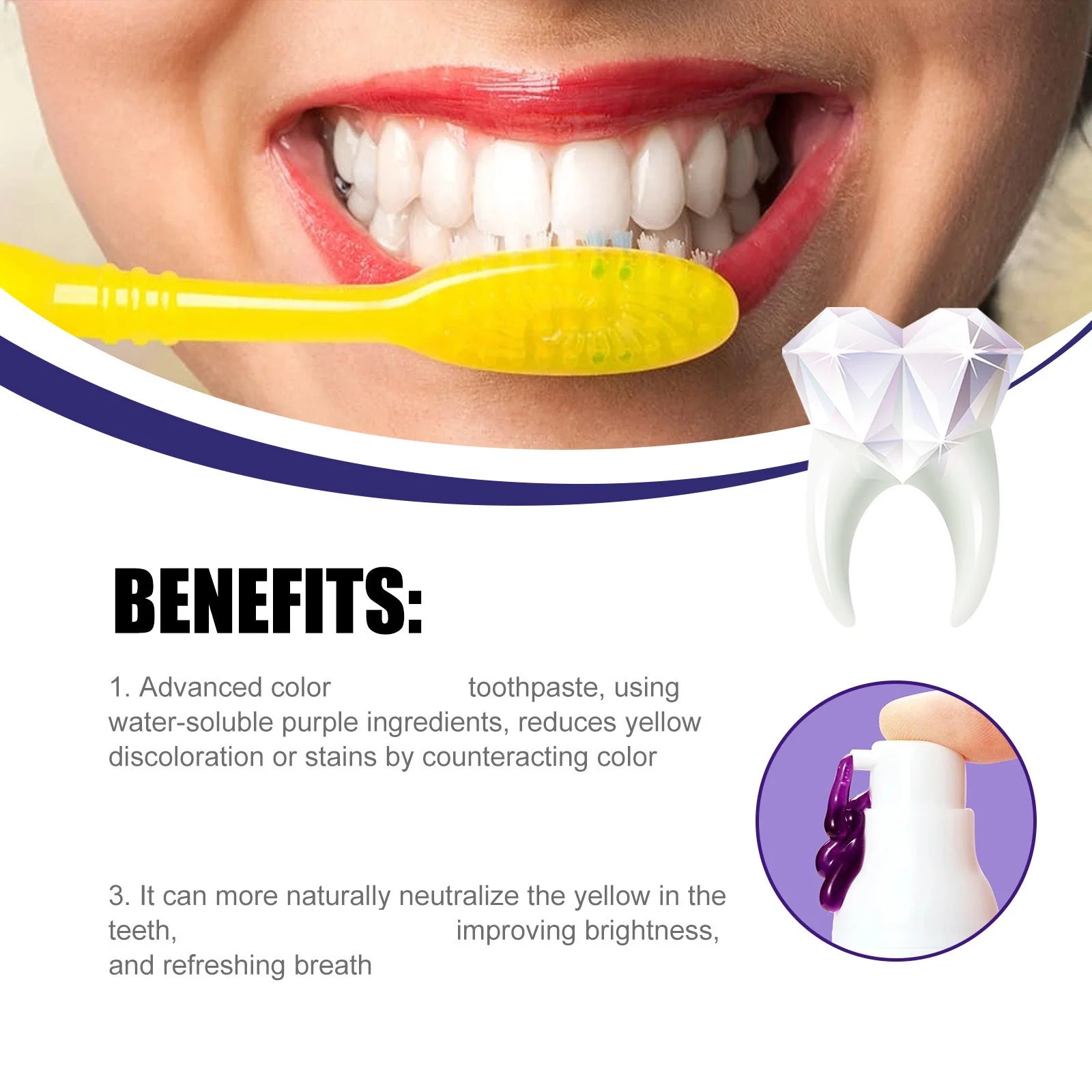 Purple Whitening Mousse Toothpaste 50ml – Fresh Breath & Deep Clean Whitening Mousse Toothpaste Oasis Select
