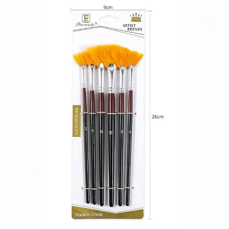 6-Piece Fan Paint Brush Set – Acrylic, Watercolor & Oil