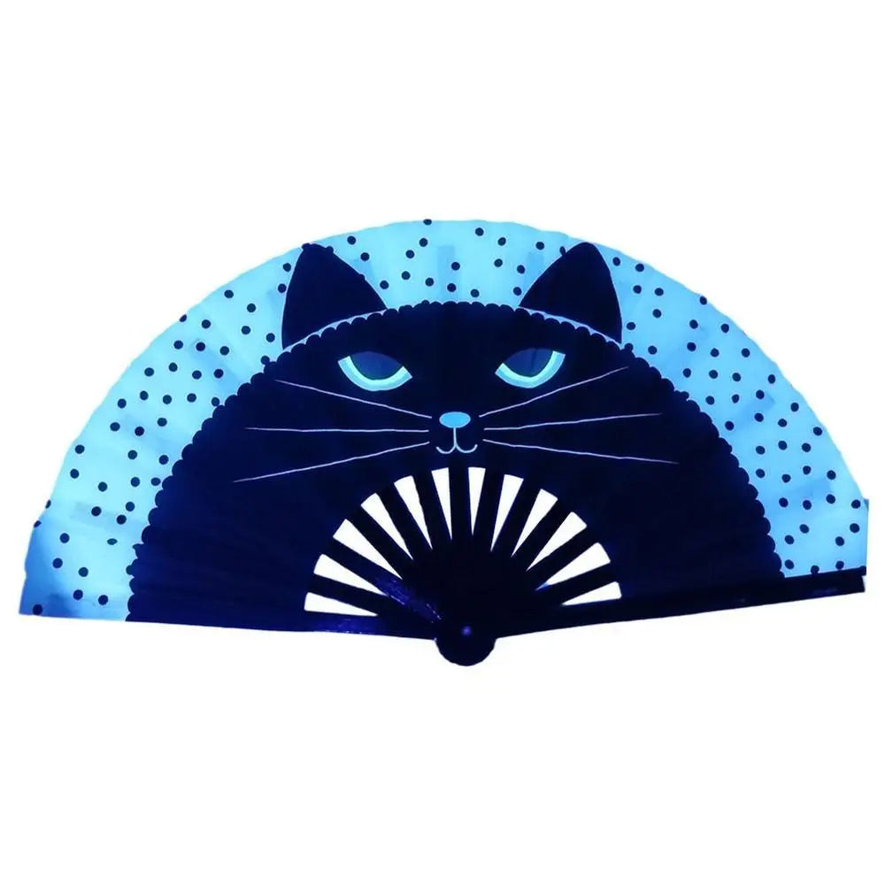 New Foldable Bamboo Fan 33cm Lightweight Holding Laser Colors Hand Fan Portable PVC Clack Clapping Fans for Line Dancing Oasis Select Style 3