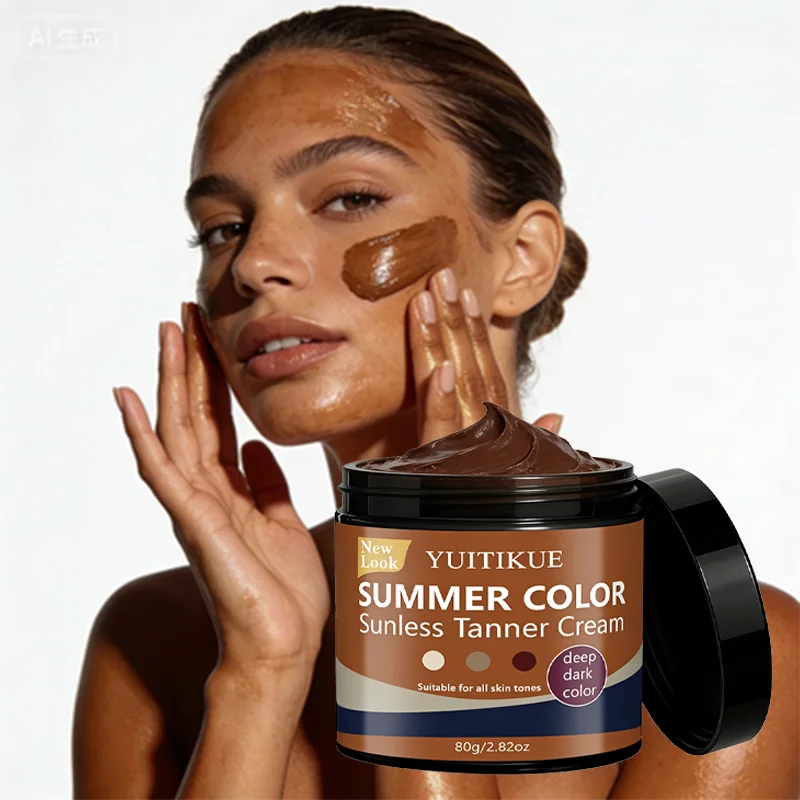 YUITIKUE SUMMER COLOR Sunless Tanner - Natural-Looking Deep Dark Tan, All Skin Tones, Long-Lasting Body Cream 80g Oasis Select