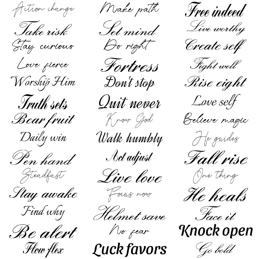 Waterproof Temporary Tattoo Stickers – Black Words & Feather