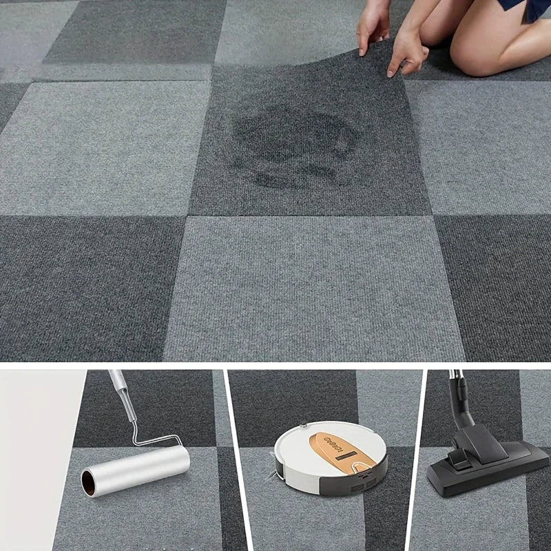 Multi-piece 30x30cm DIY Modern Rug Self-adhesive and Anti-slip Full Coverage Mat for Bedroom Study and Office - Cut to Size. Oasis Select