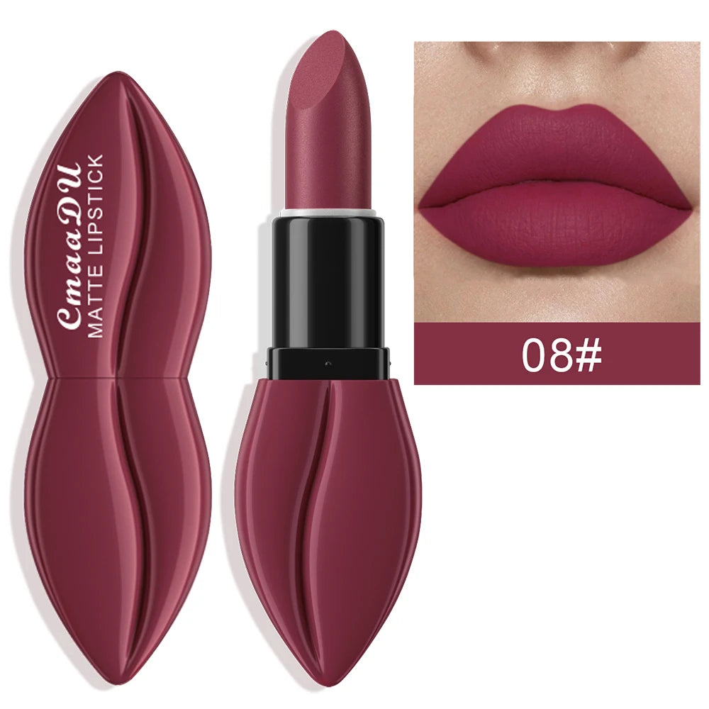 1pcs Matte Lip Gloss Lipstick, High Pigment Waterproof Velvet Long Lasting, Deep Red, Nude, Y2K Christmas Valentine's Day Gifts Oasis Select 08 Full Size