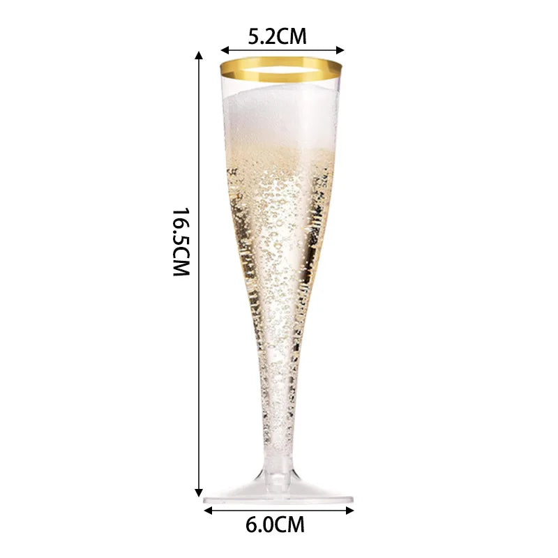 100pcs 5oz Disposable Cups Sparkling Champagne Bar Cups Plastic Champagne Flutes Clear Toasting Glasses for Weddings Party Oasis Select Gold edge 100pcs 100pcs