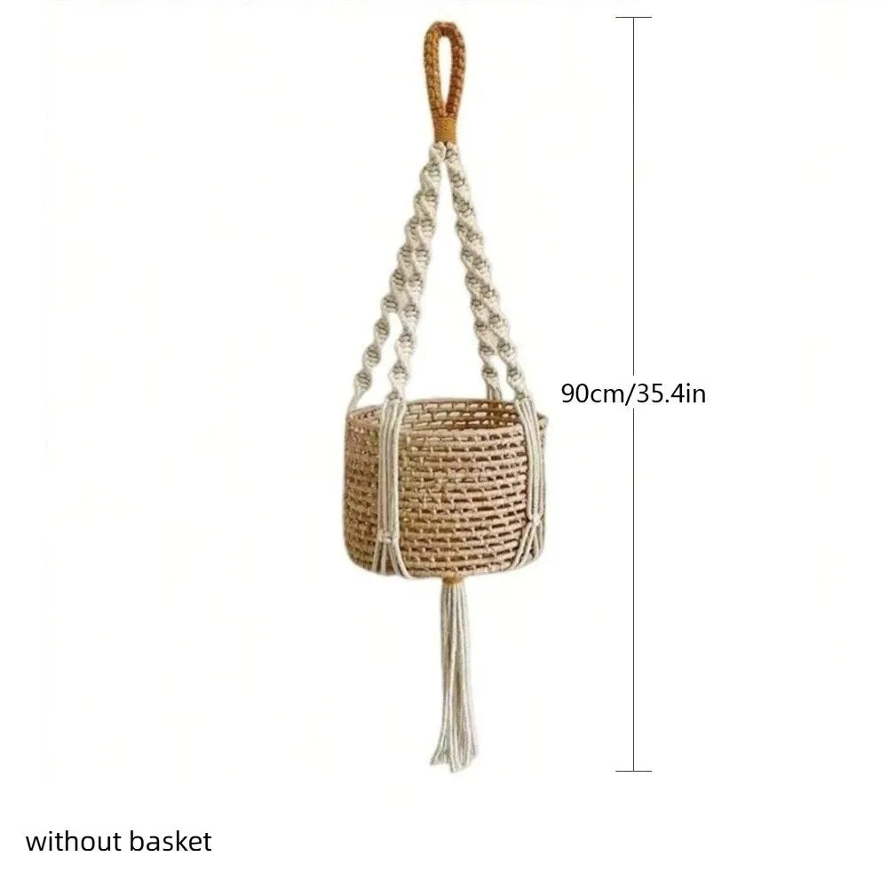 with Handmade Tassels Macrame Plant Hanger Net Cotton Rope Wall Hanging Hanging Planter Basket Knotted Lifting Rope Oasis Select B
