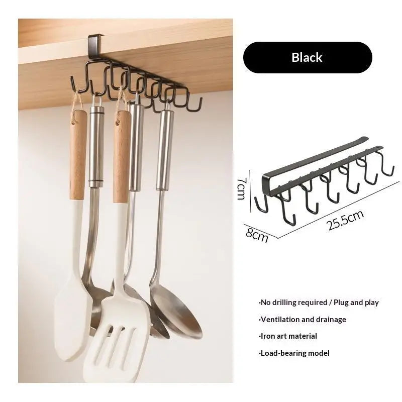 12-Hook Drill-Free Under-Cabinet Hanging Cup & Mug Rack