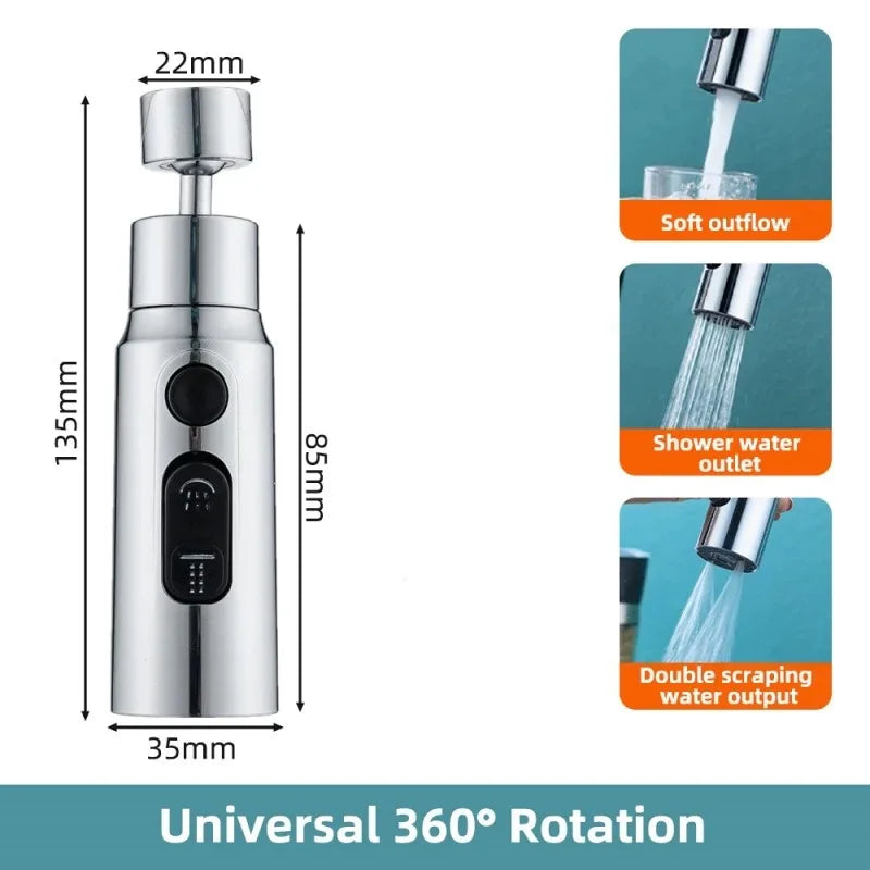 1pc Kitchen Faucet Aerator Faucet 3 Modes Bathroom Anti-splash Sprayer Kitchen Taps Anti-Splash Tap Booster Shower Filter Oasis Select