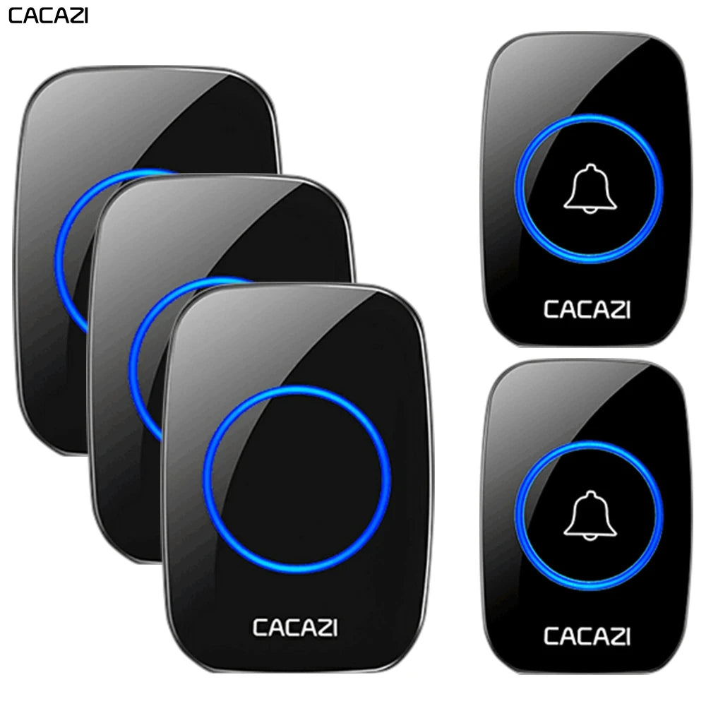 CACAZI New Wireless Doorbell Waterproof 300m Range US EU UK Plug-in Home Intelligent Door Bell Chime 1 2 Button 1 2 3 Receivers Oasis Select