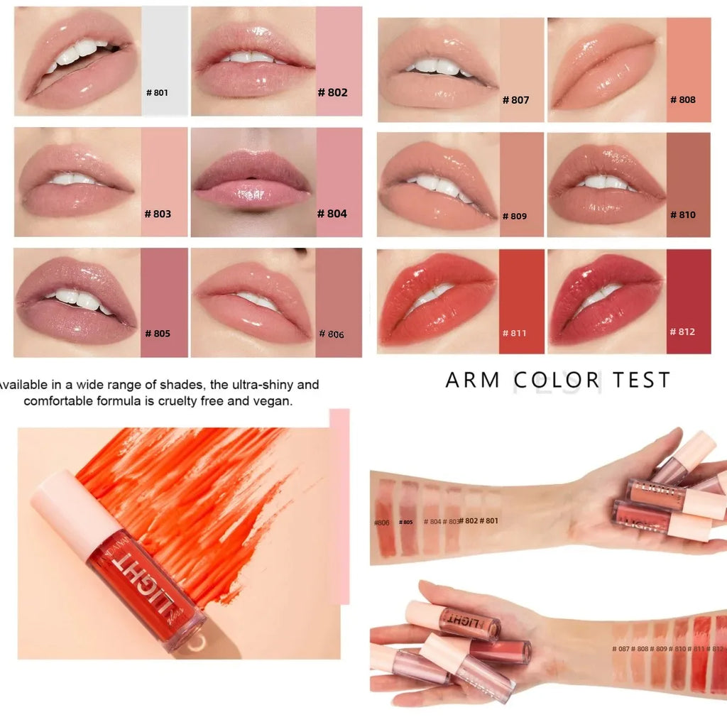 12 Shades Mirror Effect Lip Gloss Moisturizing Long Wear Jelly Honey Lip Balm Women Makeup Cosmetic Plumping Glossy Oasis Select