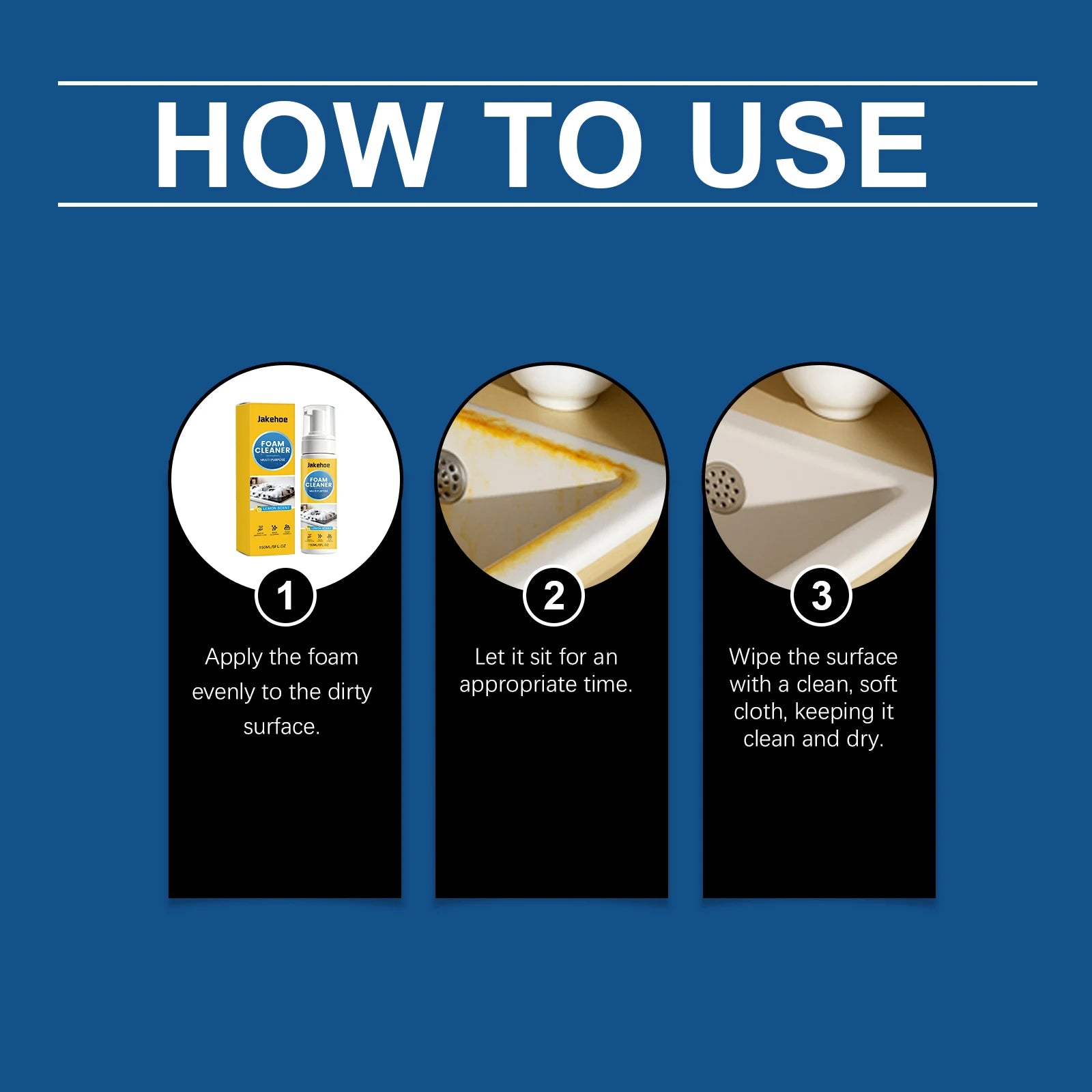 Jakehoe Multi-Purpose Foam Cleaner Remover For Kitchen Bathroom Powerful All Round Stain Removal Dissolve Grease And Limescale Oasis Select