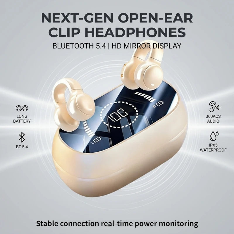Ear-Clip Wireless Headphones Bluetooth Headset With Mic Handsfree Noise Canceling Earphones Clip Ear Music Sports Gaming Earplug Oasis Select