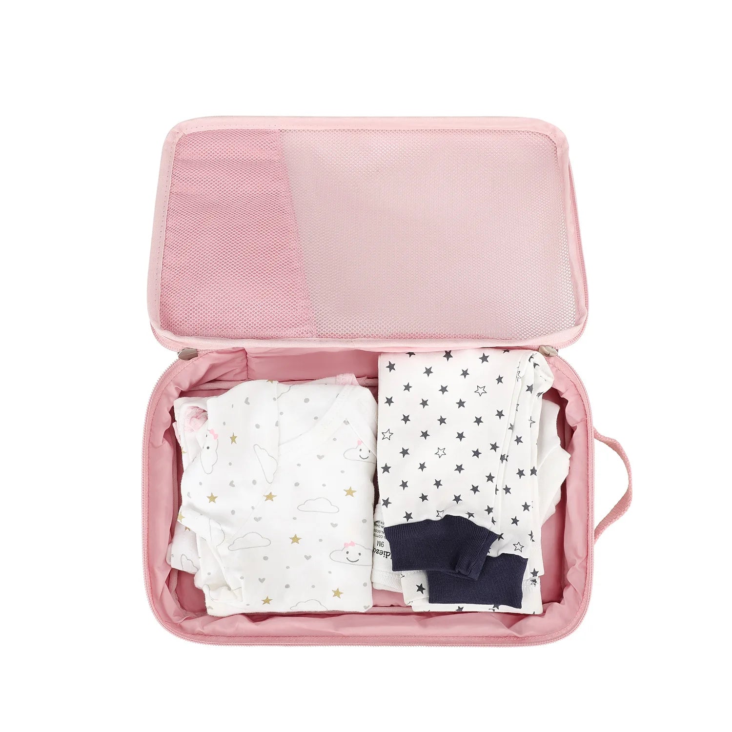 Cute Cartoon Bear Quilted Storage Bag Vertical Stripe Portable Travel Organizer for Baby Clothes Underwear Cosmetics Oasis Select