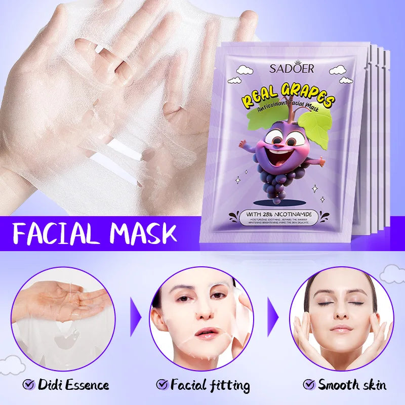 SADOER Fresh Fruit Face Mask 8pc – Hydrating & Brightening Sheet Face Mask Oasis Select
