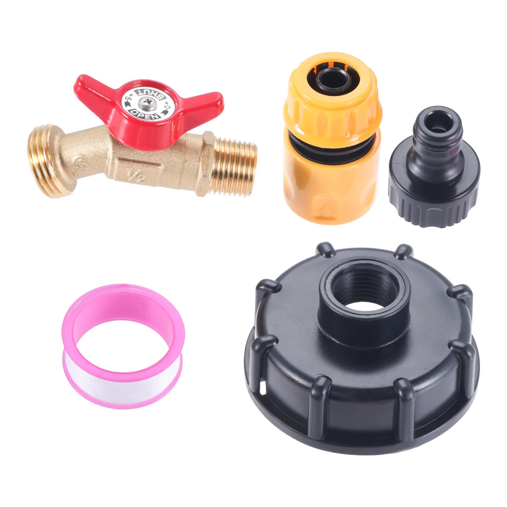 275-330 Gallon IBC Bag To Garden Hose Adapter 2Inch Coarse Thread with Lead-Free Brass Hose Faucet Shutoff Valve,Quick Connector Oasis Select Default Title