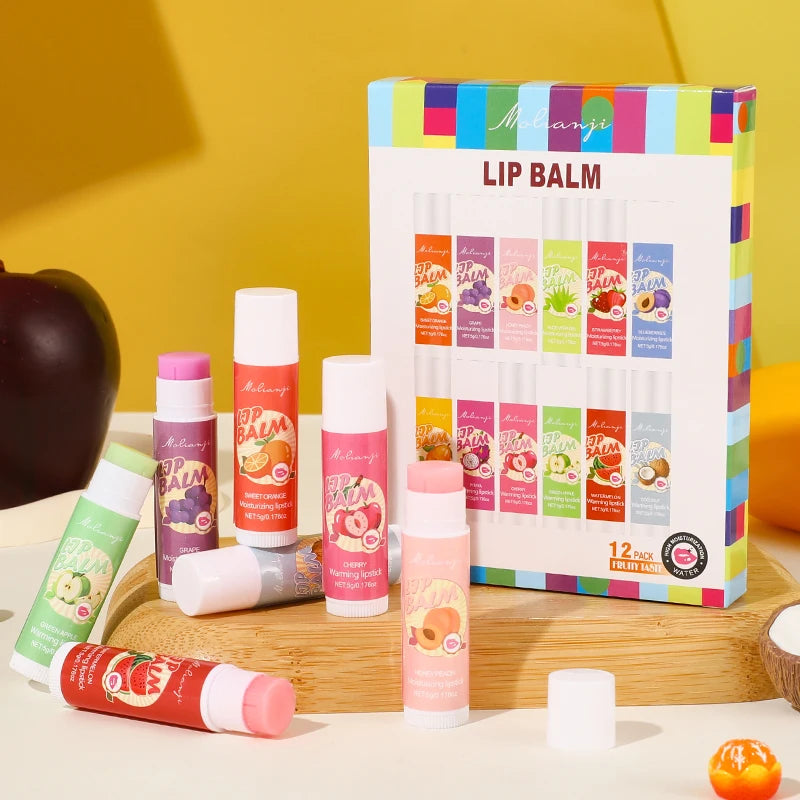 12-Piece Fruit Lip Balm Set – Moisturizing & Alcohol-Free Lip Balm Set Oasis Select