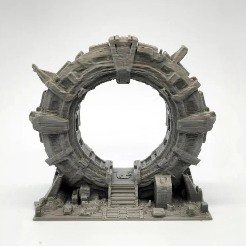 Ancient Ruin Portal Diorama Base - Weathered Stone Stargate Terrain, Tabletop Wargaming Portal Scenery Miniature Oasis Select grey