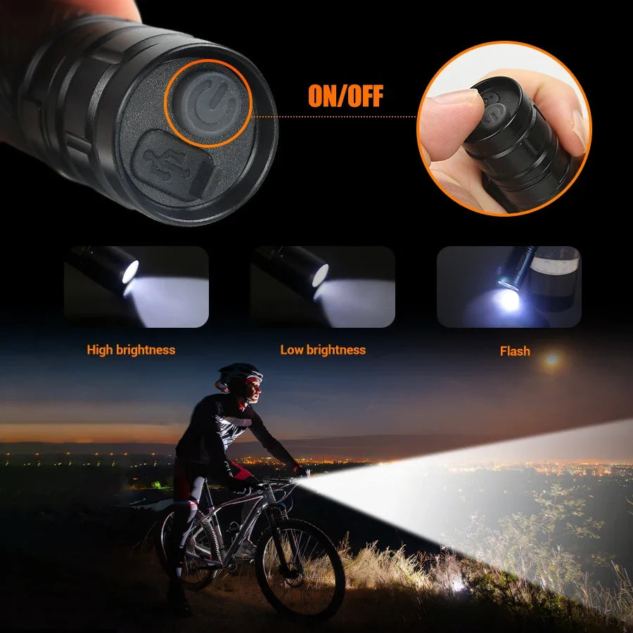 KDULIT Powerful LED Flashlight Aluminum Alloy Tactical Torch Built-in Battery Type-C Rechargeable Waterproof Emergency Light Oasis Select