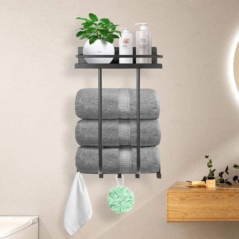 Towel rack Bathroom wall rack Wrought iron toilet wall-mounted bath towel towel storage rack Oasis Select