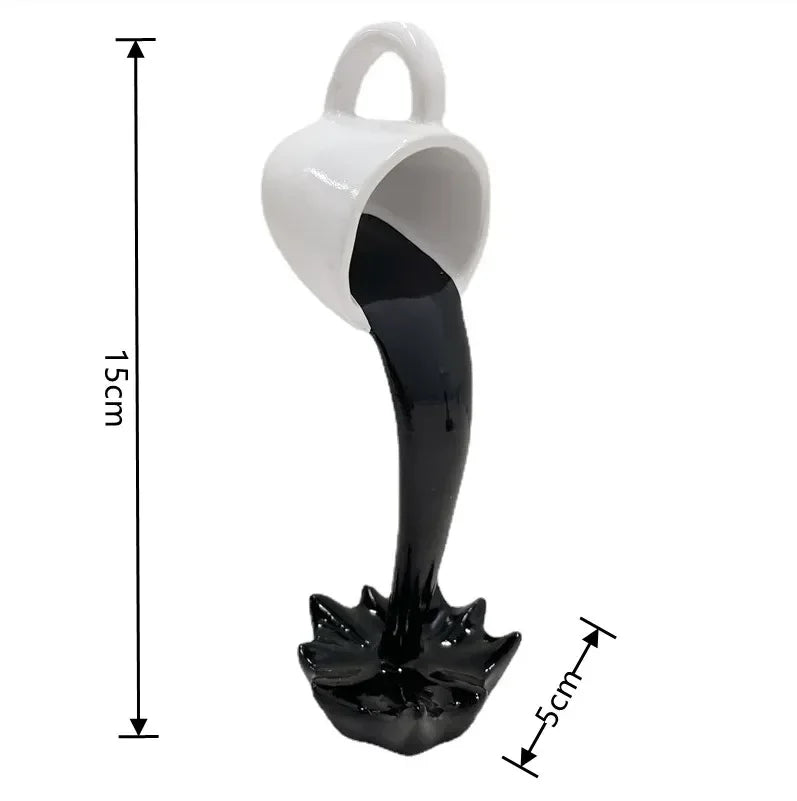 Floating Spilling Coffee Cup Sculpture Kitchen Decoration Spilling Magic Pouring Splash Creative Desktop Decor Home Decoration Oasis Select Black