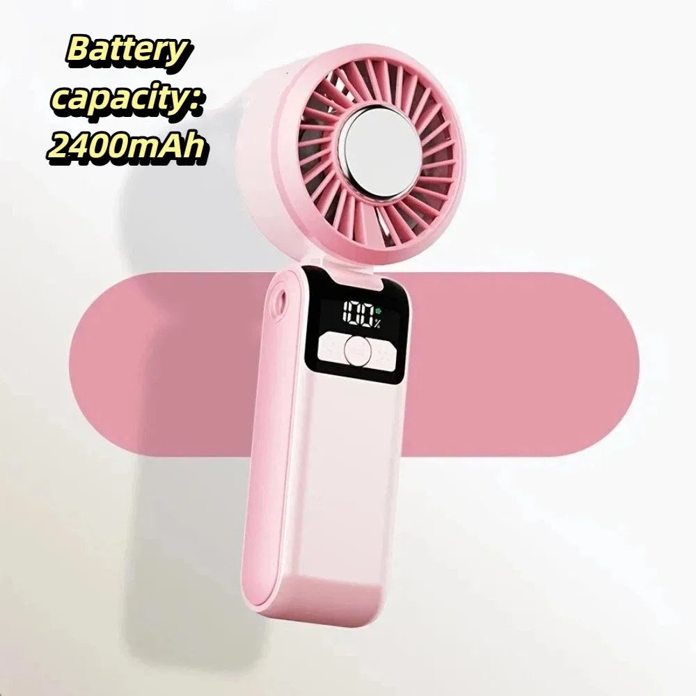 Flexible Folding Design Semiconductor Heat Dissipation Fan Soft Ambient Light Reliable Material Portable Folding Fan Oasis Select Pink