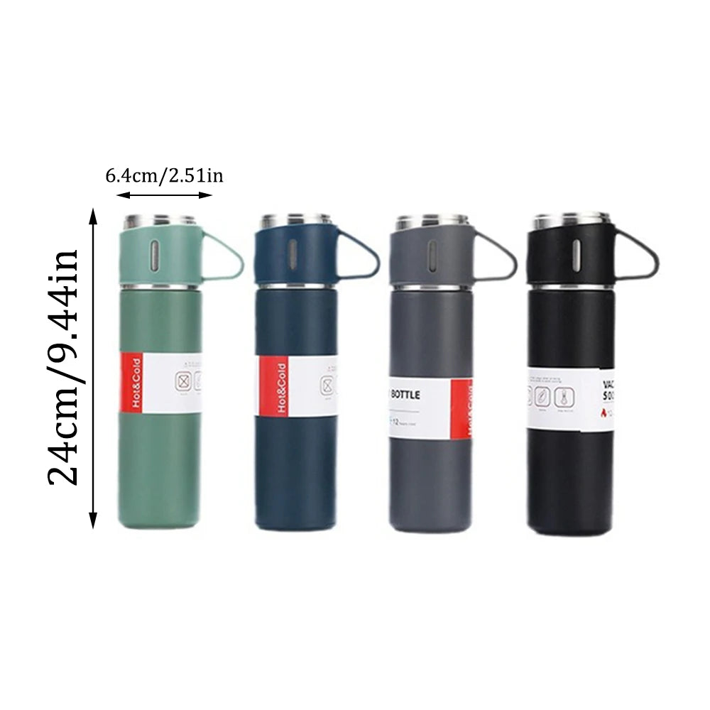 304 Stainless Steel Thermos Gift Set | 3 Lids, Hot & Cold